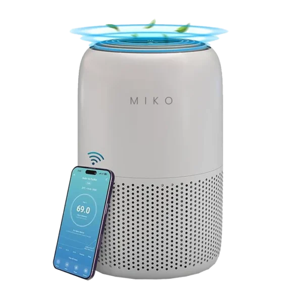 MIKO Air Purifier for Bedroom with 3-in-1 HEPA Filter & Sleep Mode, Whisper Quiet, Covers Up to 1200 ft, Smart Wi-Fi App Control - Removes Smoke, Allergens, Pets Hair, Dust, Odors, Pollutants - Image 2