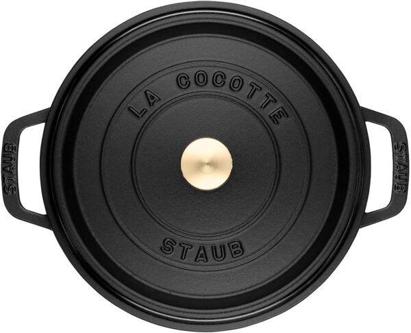 STAUB Cast Iron Dutch Oven 9-qt Round Cocotte, Made in France, Serves 9-10, Black Matte - Image 2