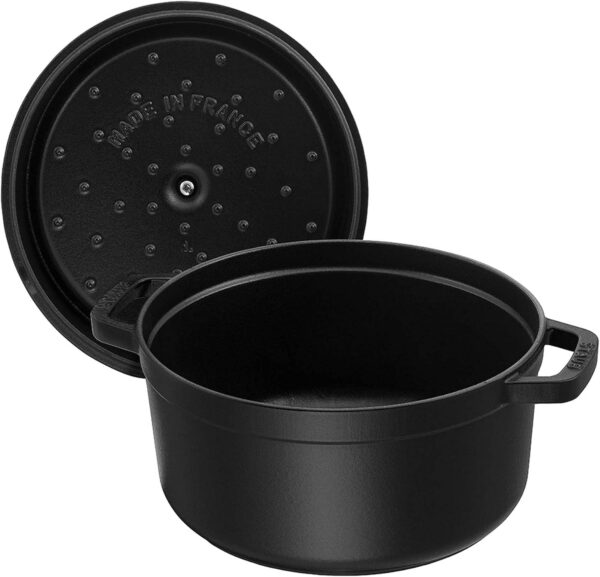 STAUB Cast Iron Dutch Oven 9-qt Round Cocotte, Made in France, Serves 9-10, Black Matte - Image 3