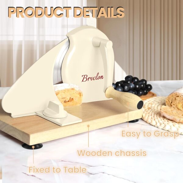 Zassenhaus Original Classic Adjustable Bread Slicer for Uniform Slices - Bread Slicer for Homemade Bread - 18/8 Stainless Steel Blade Sourdough Cutter - Cream - Image 5