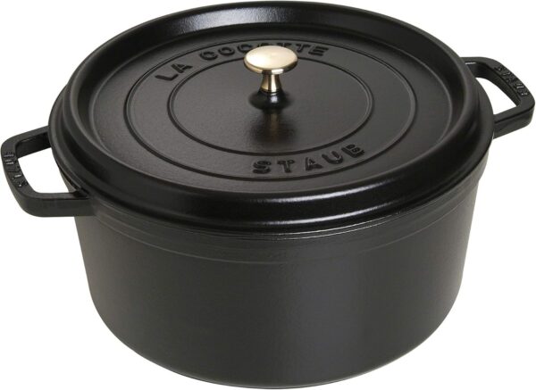 STAUB Cast Iron Dutch Oven 9-qt Round Cocotte, Made in France, Serves 9-10, Black Matte - Image 4