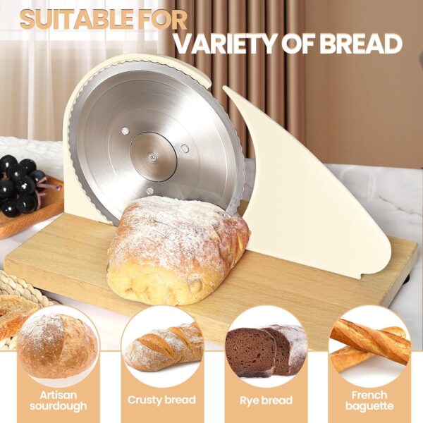 Zassenhaus Original Classic Adjustable Bread Slicer for Uniform Slices - Bread Slicer for Homemade Bread - 18/8 Stainless Steel Blade Sourdough Cutter - Cream - Image 4